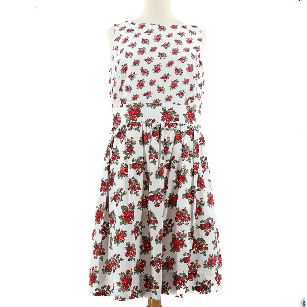 NEW Brooks Brothers Red Fleece Classic Floral Print Dress 8 100% Cotton Cottage